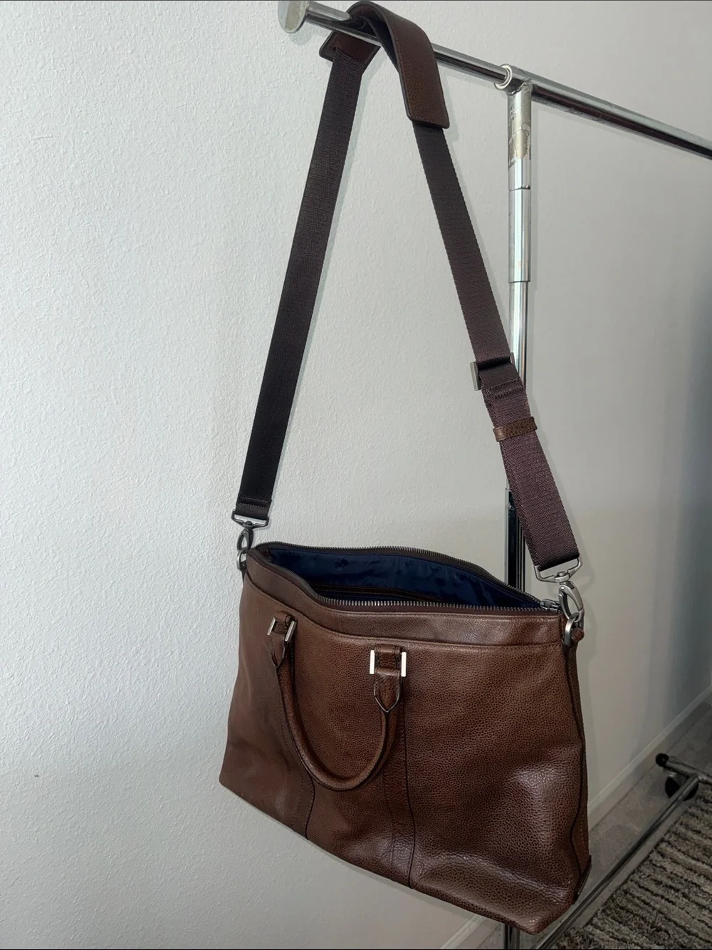 Brahmin Vintage Leather Brown Briefcase with Shoulder Strap